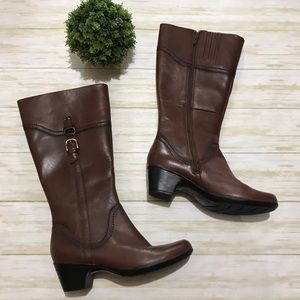 Clarks Brown Leather Tall Riding Boots Style 66783 Ingalls Vicky Women’s 8.5